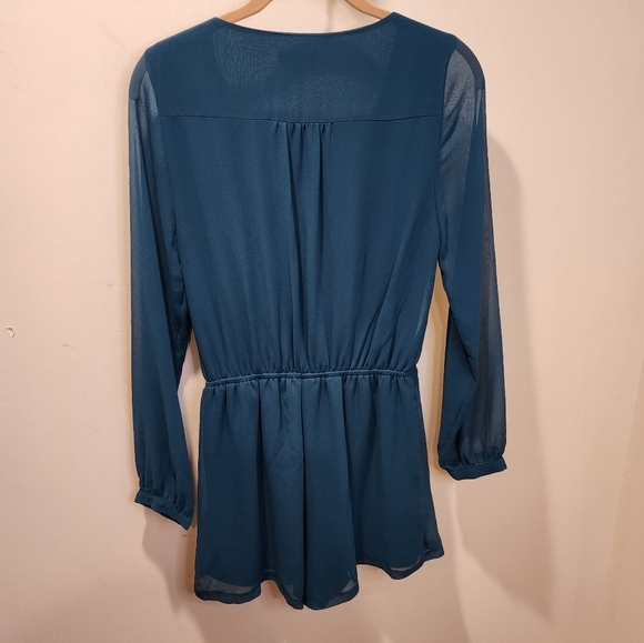 Express Chiffon emeral green romper size XS - Picture 5 of 11